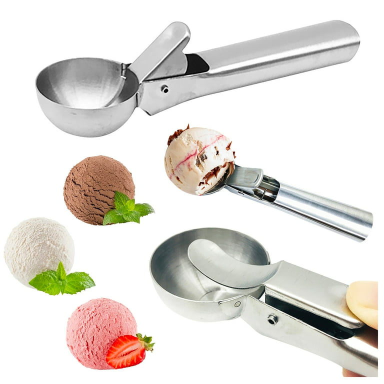 JAYVAR Ice Cream Scoop Set,Portable Stainless Steel Ice Cream Scoop with Trigger and Comfortable Handle,Icecream Scoop Spoon Perfect for DIY Ice