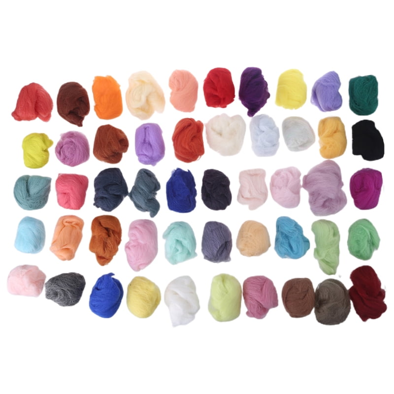 Exquisite Needle Felting Kit with 50 Colorful Wool Roving Yarn for DIY Craft
