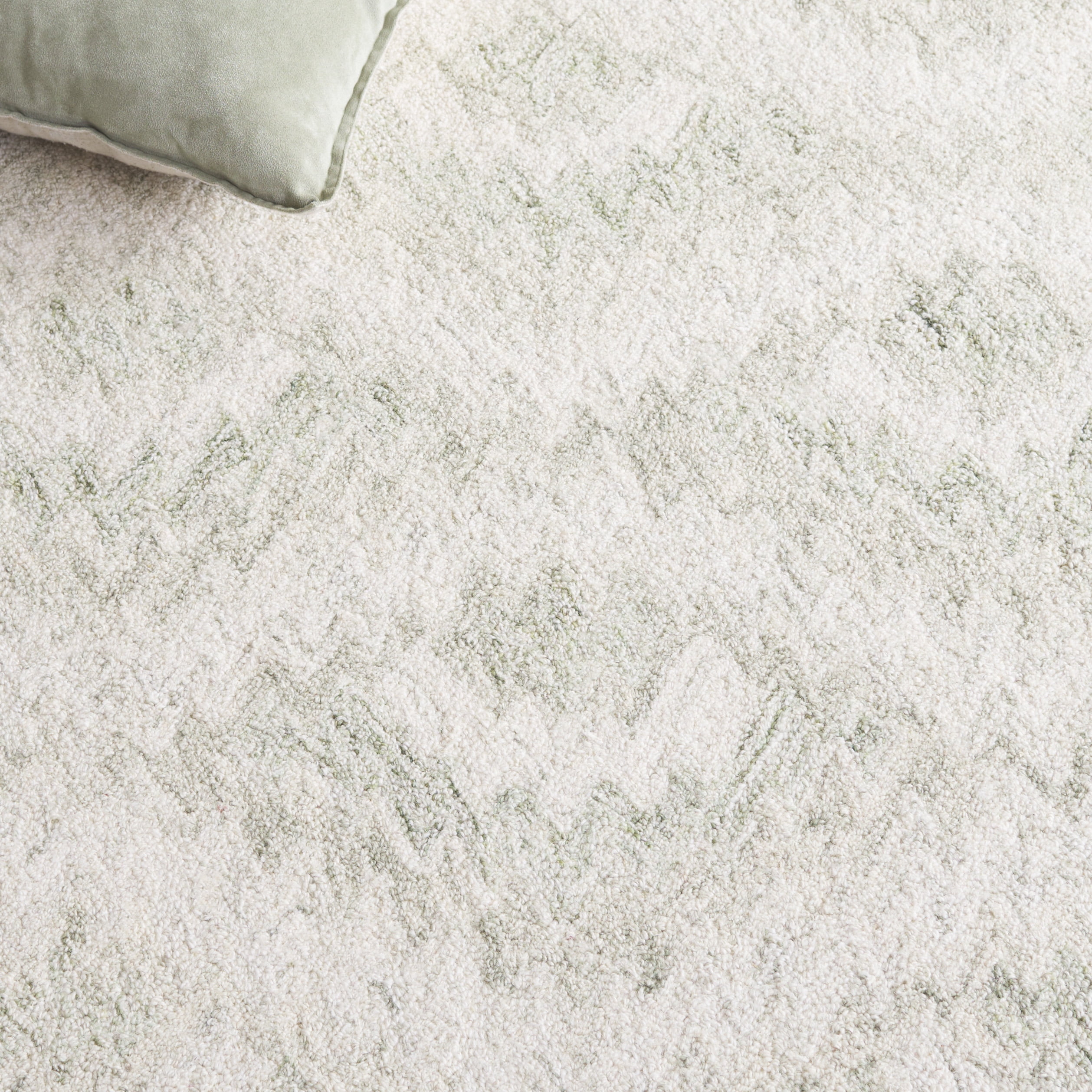 SAFAVIEH Ebony Ibrahim Distressed Area Rug, Ivory/Light Green, 6' x 6' Round