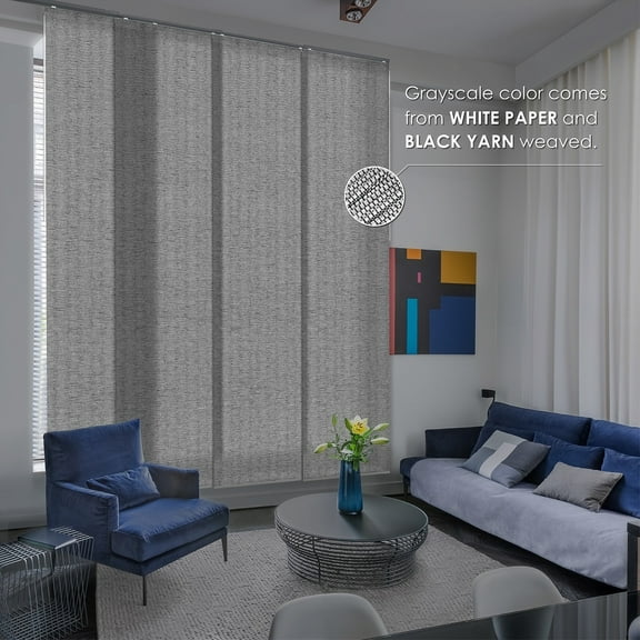 GoDear Design Adjustable Sliding Panel Track Blind 45.8"- 86" W x 96" H, Vertical Blinds, Room Darkening, Munich Castle