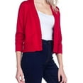 thumbnail image 2 of Cielo 1985 Women's Open Bolero Cardigan Sweater - cropped 3/4 sleeves lightweight - By The Simply Fashion red L, 2 of 6