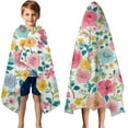 thumbnail image 3 of Pioneer Flower Floral Print Pattern Hooded Bath Towel，50"x30" for Ages 3 To 12 Kids, Quick Dry Lightweight Soft Microfiber Hood Beach Towel Cover Up for Kids, 3 of 7