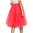 thumbnail image 4 of CIENVNSTG Women Flowy Skirts A Line High Waisted Knee Length Layered Party Midi Skirt Plus Size Tulle Dress Fashion Outfits Red 2XL, 4 of 4
