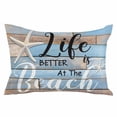 thumbnail image 2 of Blue Beach Throw Pillow Cover, Pillowcase Protectors with Zipper, Breathable Decorative Lumbar Pillow Case Cover, Coastal Starfish Graffiti Retro Wooden Plank Pillow Shams for Couch Sofa 16x24Inch, 2 of 8