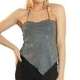 thumbnail image 4 of Mittory Women Sequin Crop Tank Tops Sexy Deep V Backless Halter Body Chain Cami Tops Shiny for Party Night Club, 4 of 6