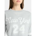 thumbnail image 4 of No Boundaries Varsity Crewneck Pullover, Women's, 4 of 5