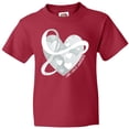 thumbnail image 3 of Inktastic Lung Cancer Awareness White Ribbon Around Heart Youth T-Shirt, 3 of 5