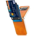 thumbnail image 2 of for Samsung Galaxy Z Flip4 Phone Case with Card Holder, PC Hard Shockproof Back Cover Slim Durable Protective PU Leather Phone Case for Samsung Galaxy Z Flip 4 5G PZ Brown, 2 of 7