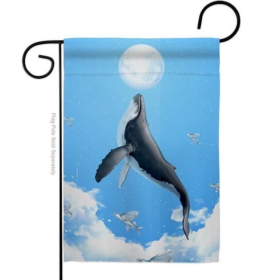 Breeze Decor G120269-P3 Flying Whale Animals Sea Creature 13 x 18.5. in. Double-Sided Decorative Horizontal House Garden Flag for Decoration Banner Yard Gift