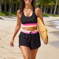 thumbnail image 7 of Gamivast Swimsuits for Women Two Piece Swimsuits Sporty Color Block Crop Top Drawstring Swim Shorts with Pockets Athletic Swimwear Beach Vacation, 7 of 7