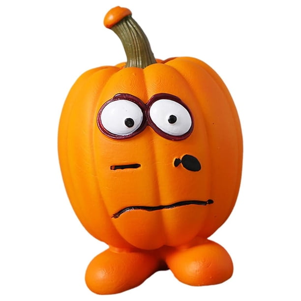 Calabaza de resina con caras divertidas, calabazas tejidas a mano, adorno, estatua de calabazas, figurita Estilo E 6x6x8.7cm