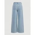 thumbnail image 4 of Bestseller Women's Loose Fit Jeans - Slimming Straight Leg Denim Pants with Beaded Details, Comfortable & Casual, 4 of 8