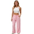thumbnail image 6 of Low Rise Sweatpants Women Wide Leg Baggy Joggers with Pockets Athletic Workout Sweatpants Lounge Pants Pink M, 6 of 6