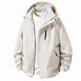 thumbnail image 2 of Zefriona Men's Water-Resistant Hooded Softshell Windbreaker Jacket for Hiking Beige 2XL, 2 of 9