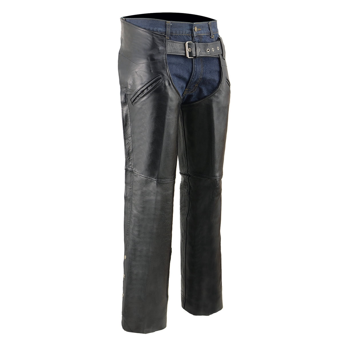 MOTO JEANS レザー調 パンツ パッド4点付 光沢 ブラック Milwaukee Leather MPM5591 Men's Republic Black CE Armored