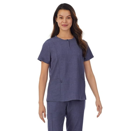 Women's Cuddl Duds® Scrubs Henley Top With 2 Pockets Color: Navy Heather Size: X LARGE