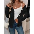 thumbnail image 2 of Sweaters for Women Fall Winter V Neck Button Down Cute Sweater Jacket Knit Tops Black S, 2 of 8