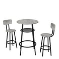 thumbnail image 4 of Tcbosik 3-Piece Bar Table Set, 23.6" Round Breakfast Table with Open Shelf, 2 Counter Height Stools with Rack, Small Dining Table Set for Kitchen, Easy Assembly, Grey & Black, 4 of 6