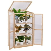 BIGTREE 3 Tiers Wood Cold Frame Greenhouse Nursery Vented Garden 27X19X47