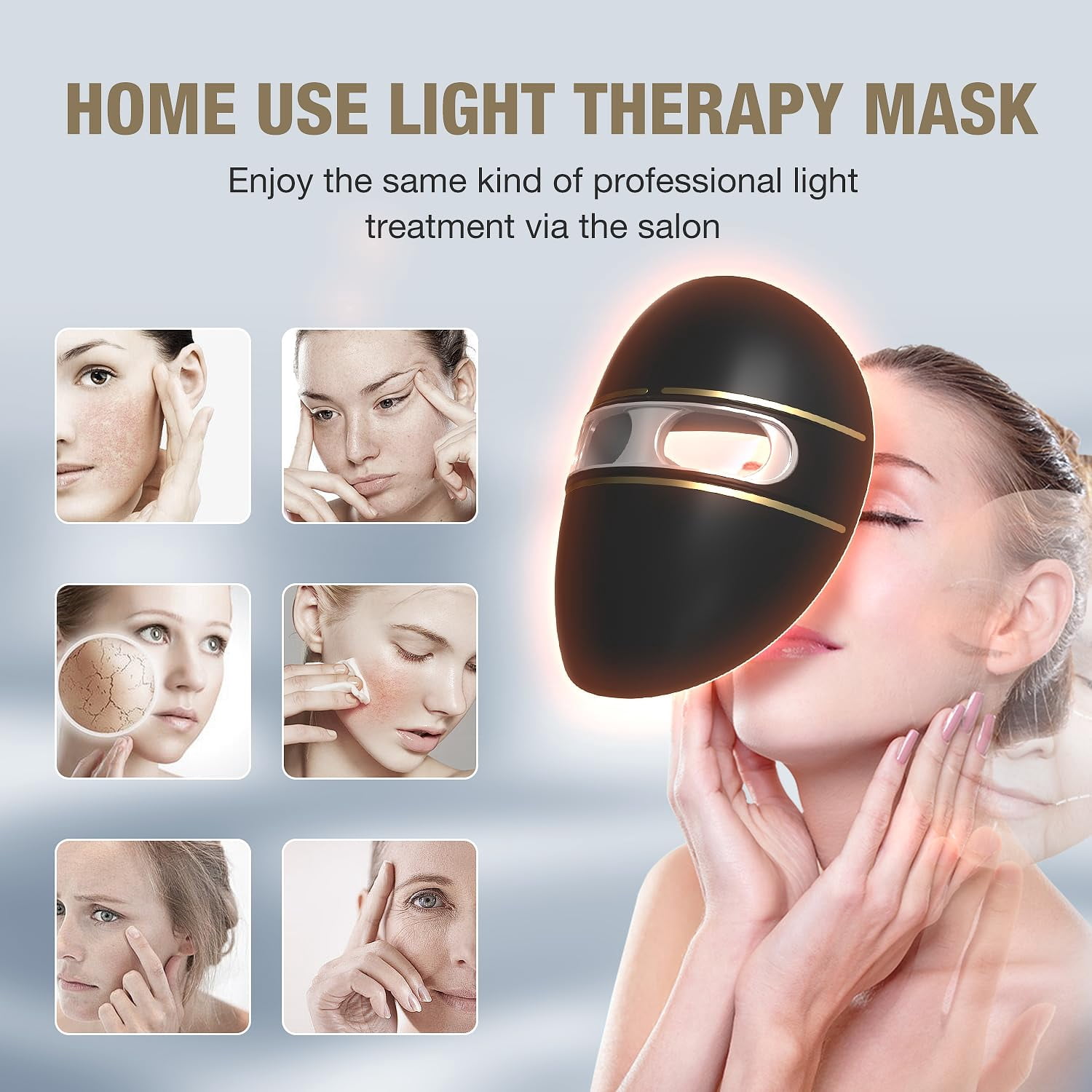 Pro-Grade F-S-A LED Light Therapy Facial Mask-Red & Blue Light Anti Aging for Face-H-S-A Salon Treatment for Acne, Wrinkles & Redness at Home
