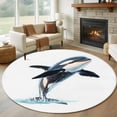 thumbnail image 3 of Cute Whale Round Area&nbsp;Rug 5ft Watercolor Killer Whale Non-Slip&nbsp;Washable Circle Rugs Soft Felt Indoor Floor Mat for Bedroom Kitchen Living Room Bathroom, 3 of 9