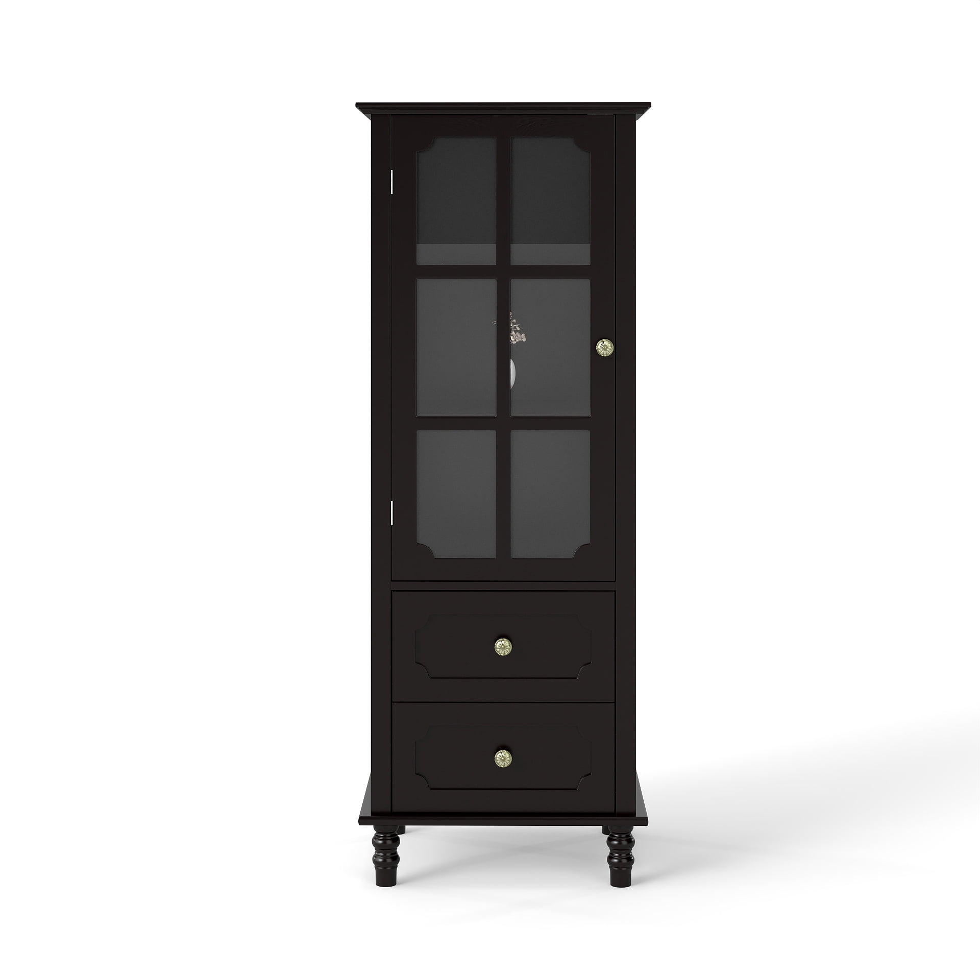 Aukfa Tall Buffet Pantry Cabinet,2 Drawers Wood Sideboard Cupboard for Dining Room Hallway Entryway,Black