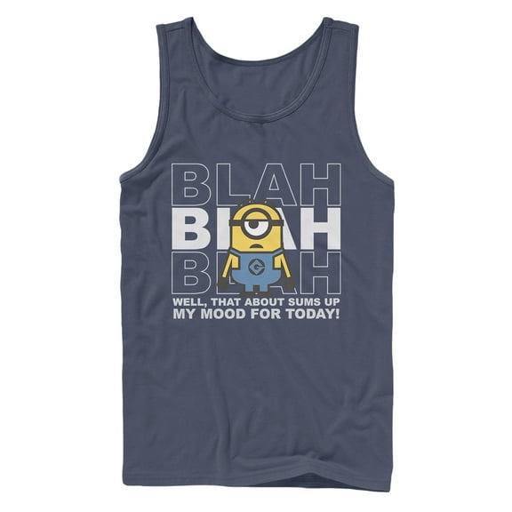 Men's Despicable Me Minion Blah Mood Today  Tank Top Navy Blue Medium