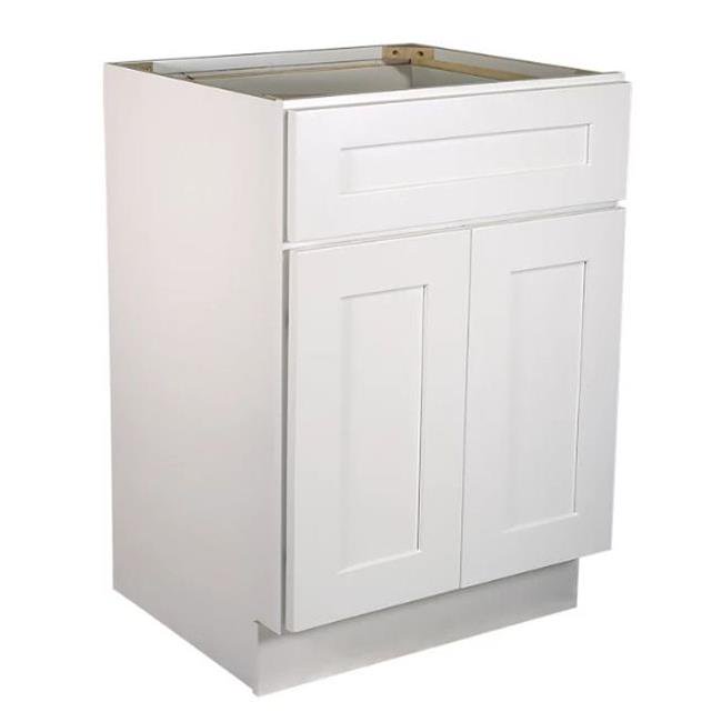 24 in. Fully Assembled Kitchen Base Shaker, White