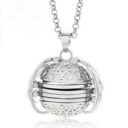 New Expanding Photo Locket Necklace Silver Ball Angel Wing Pendant Memorial Gifts