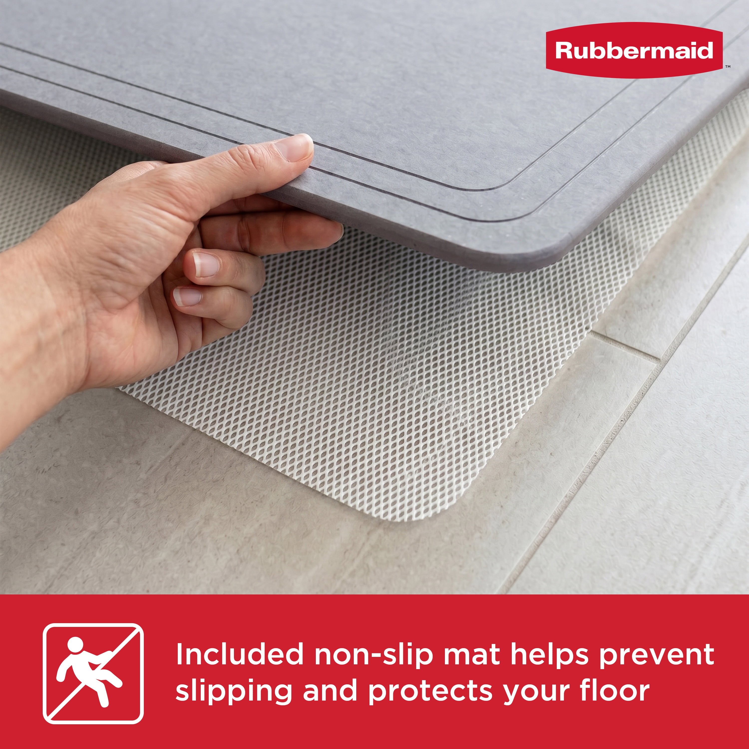 Rubbermaid Gray Stone Bath Mat, Diatomaceous Earth Shower Mat, Non-Slip, Absorbent, Quick Drying, for Bathroom Floor, 23.6" x 15.3"