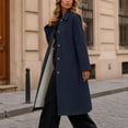 thumbnail image 5 of cocolona Womens Trench Coat Open Front Button Down Lapel Lined Overcoat LightWeight Trendy Fall Winter Solid Color Long Coat, 5 of 7
