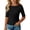 Black, variant on Shirts for Girls Half Sleeve Ribbed Boat Neck Fitted Plain Stretch Casual Lettuce Trim Tops (5-16y)