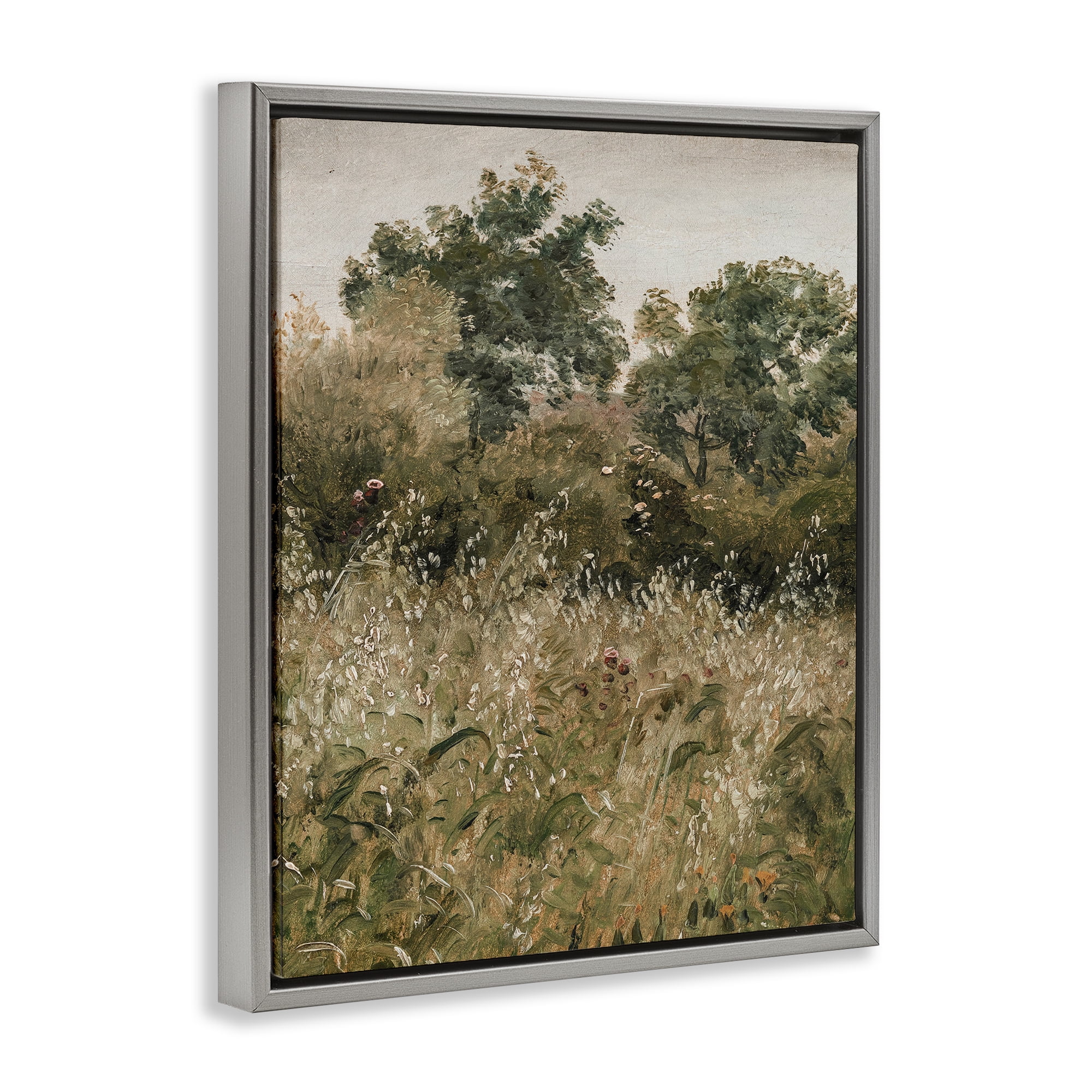 Dense Forest Thicket Gray Framed Floater Canvas Wall Art, design by Lettered and Lined
