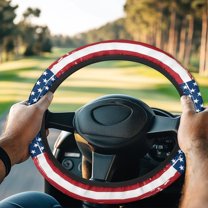 ZUXONGSY American Flag Golf Cart Steering Wheel Covers Universal Auto Accessories Sweat-Absorbent Car Interior Decor Glof Cart Steering Wheel Protection Cover Club Car 4th of July for Women Men