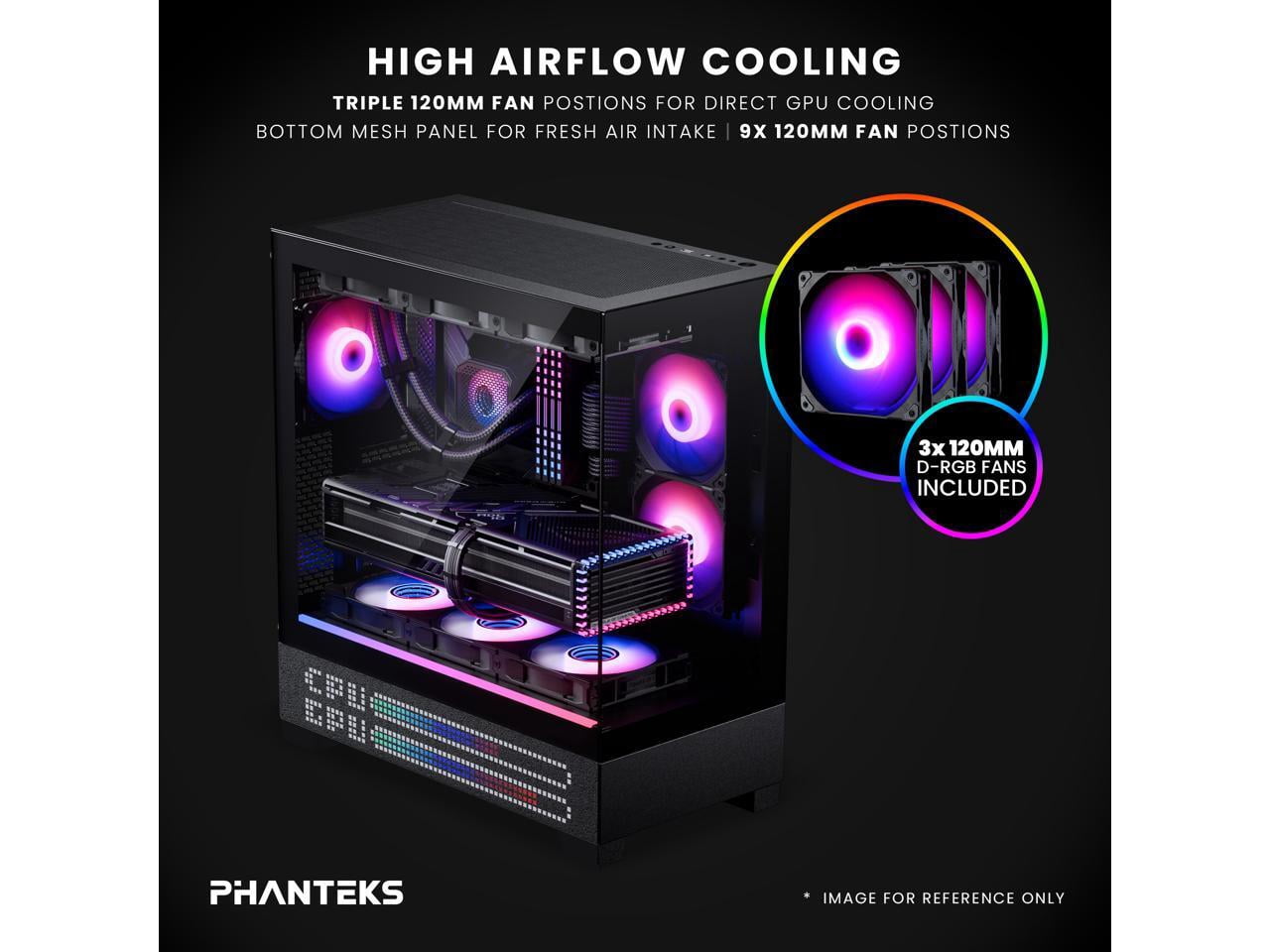 Phanteks XT View Matrix Mid-Tower ATX Gaming PC Case, 600-LED Matrix Display, Tempered Glass Front & Side Panels, USB-C 3.2 Gen2, 3x D-RGB Fans Included, Rear-Connector Ready, Charcoal Black
