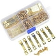 thumbnail image 1 of Juego de 100 colgadores para cuadros, Metal, Varios tamaños, Tornillos incluidos, Dorado, 1 of 5