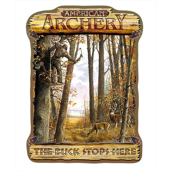 Buck Stops Archery Novelty Sign | Indoor/Outdoor | Funny Home Décor for Garages, Living Rooms, Bedroom, Offices | SignMission personalized gift Wall Plaque Decoration