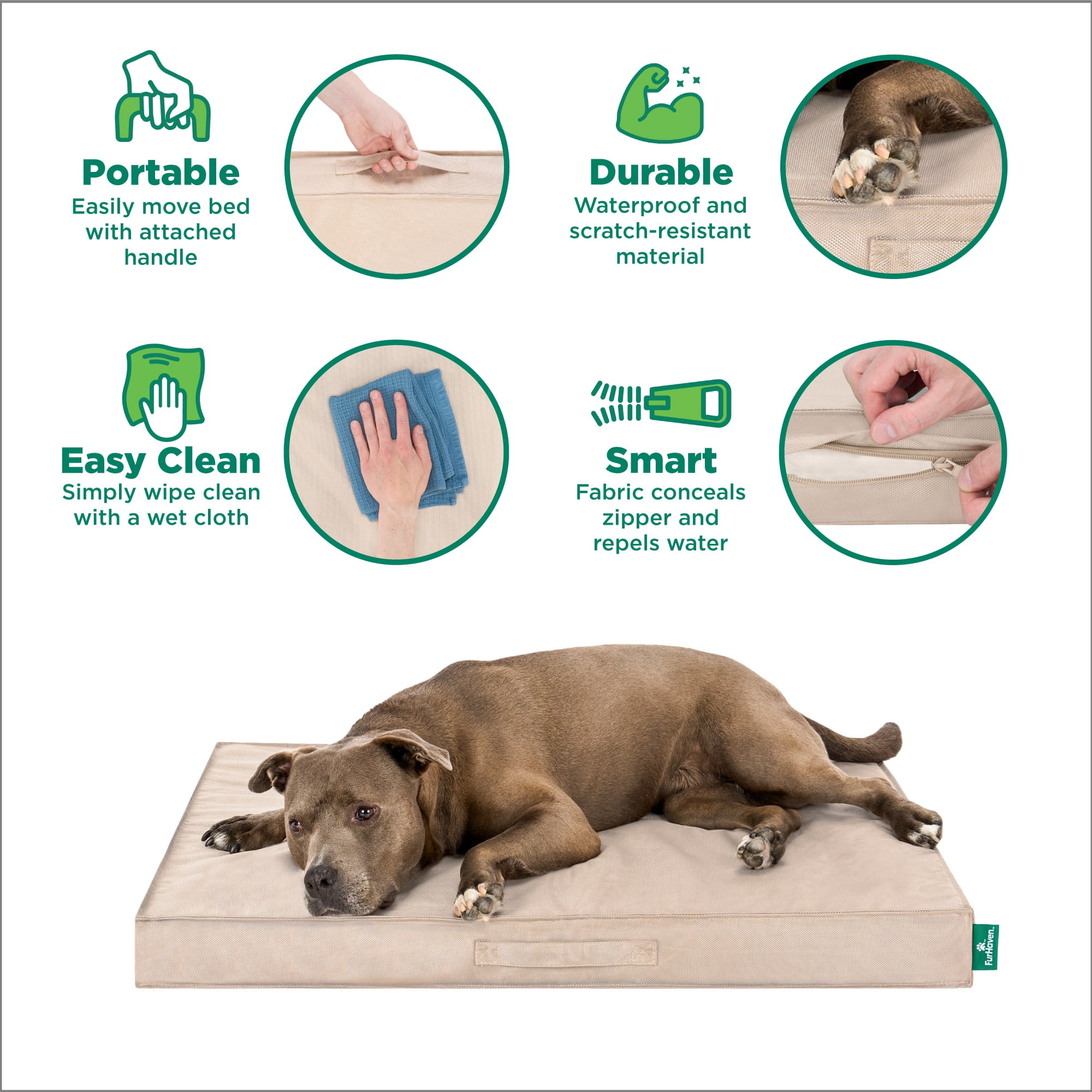 Premium Indoor-Outdoor Deluxe Orthopedic Mattress Pet Bed, Biscuit, Large