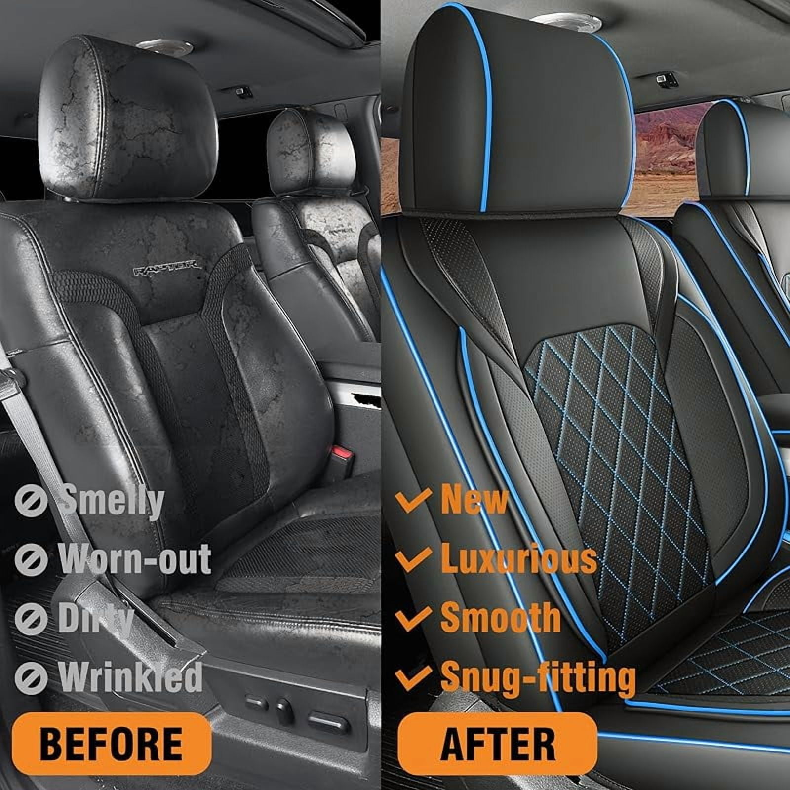 Seat Covers for 2009-2025 Ford F150 SuperCrew & 2017-2025 F250/F350/F450 Super Duty Crew Cab Pickup XL XLT Lariat King Ranch | Custom-Fit Front Seat Covers(Beige)