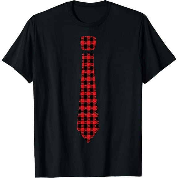 t-shirt Men's Women Kids Boys Buffalo Plaid Red Neck Tie Christmas T-ShirtMen and women can wear, black T-shirts, gifts. Age: M,L，XL 2XL, 3XL, 4XL