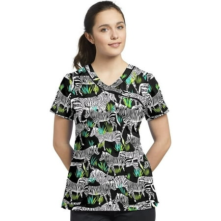 Flare Print Wrap - Allure by White Cross Women's Mock Wrap Animal Print Scrub Top