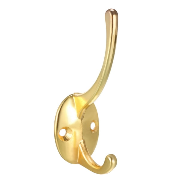 Unique Bargains Dual Prong Coat Hooks Wall Mounted Retro Double Hooks Utility Gold Hook For Coat Scarf Bag Towel Key Cap Cup Hat 87mm X Other