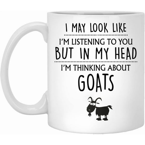 Goat Gift, Goat Mug, Goat Lover Gift, Thinking About Goats, Goat Farm Farmer Owner Gifts, Gifts For Goat Lovers, Women, Her, Crazy Goat Lady 11oz