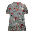 thumbnail image 5 of Fartey Linen Tops for Women Plus Size Summer Lightweight Short Sleeve Tunic Tshirts Cute Collared Shirts Vintage Floral Printed Tees Business Work Casual Blouses Multicolor 2XL, 5 of 6