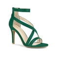 thumbnail image 1 of BLISSFUL STEP Women Zipper Ankle Strap Stiletto Heel Sandals Emerald Green 5, 1 of 7