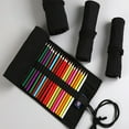thumbnail image 2 of Handmade Slots Roll Up Pencil Case, Canvas Pencil Wrap Pouch Pen Holder Organizer Black, 2 of 4