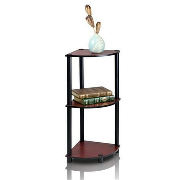 Turn-N-Tube 3-Tier Corner Display Rack Multipurpose Shelving Unit, Dark Cherry & Black - 29.6 x 11.6 x 11.6 in.