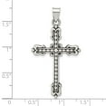 thumbnail image 4 of Auriga 925 Sterling Silver Antiqued Budded Cross Pendant for Women(L- 41.47mm, W- 25.1mm), 4 of 6