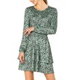 thumbnail image 1 of Unique Bargains Robe à Volants Superposés à Manches Longues à Imprimé Léopard pour Femme, 1 of 6