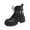 02#Black, variant on Women's Fashion Motorcycle Short Boots Square Toe Lace Up Rivet Ornament Double Buckle Strap Chunky Lug Sole High Block Heel Casual Ankle Booties